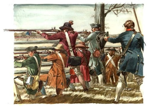 Close combat during a Revolutionary War battle